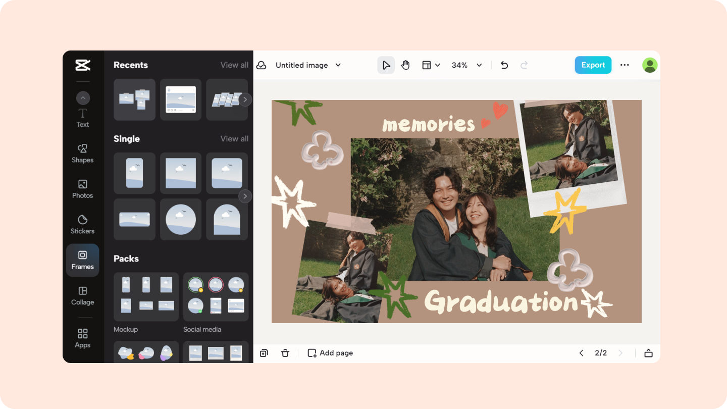 写真にフレームを追加: CapCutを使って写真に芸術的なタッチを加えよう