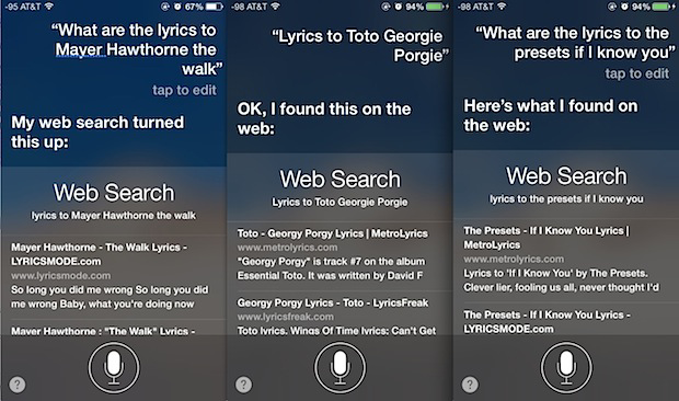 Ricerca di testi tramite parole con Siri.