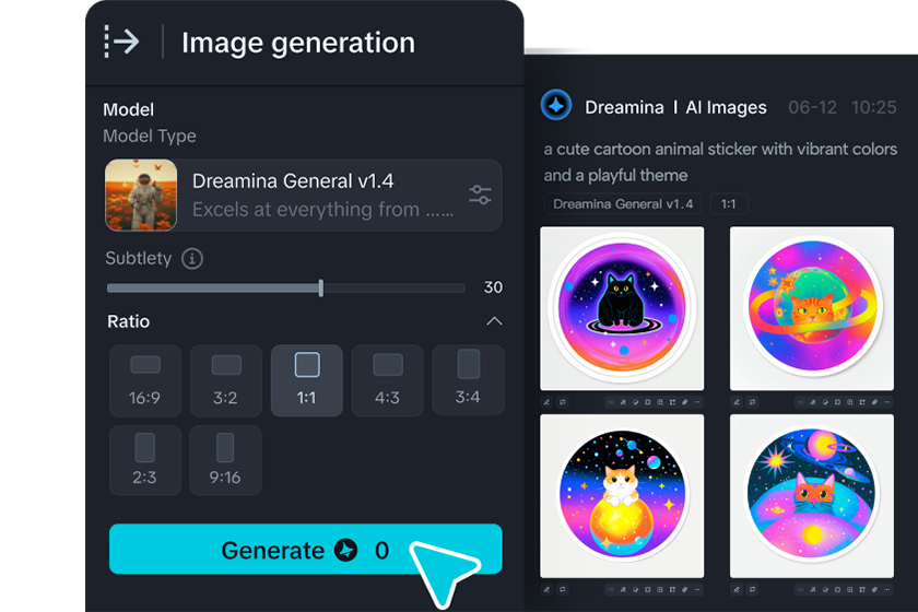 Generate stickers online using an AI sticker generator