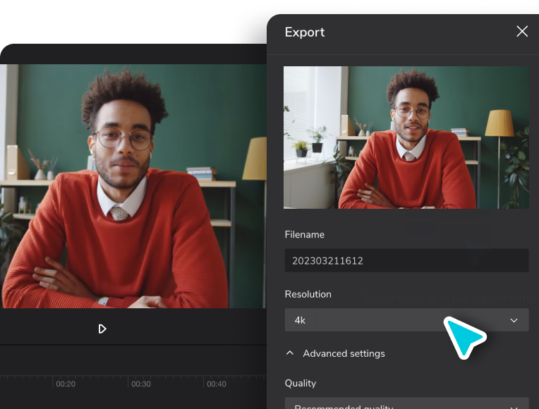 CapCut Commerce Pro의 내보내기 기능